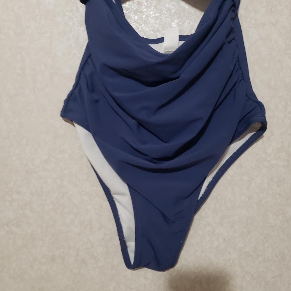 CHARMO..Blue One Piece Swimsuit with Cutout and V-Neck..size:S - Picture 8 of 12